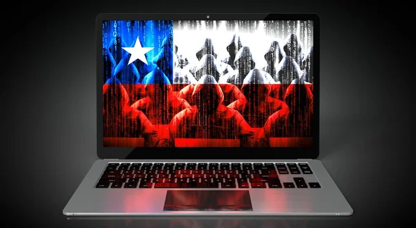 Прапор Чилі Група Хакерів Екрані Ноутбука Концепція Кібератаки Ілюстрація — стокове фото