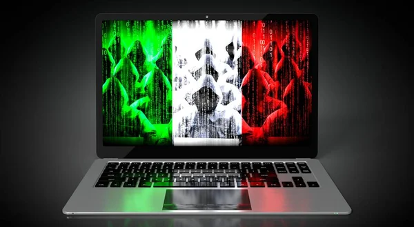 이탈리아 국기와 컴퓨터 화면의 사이버 — 스톡 사진