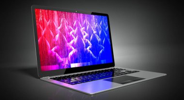 Laptop ekranındaki isimsiz başlıklı hackerlar - siber saldırı konsepti