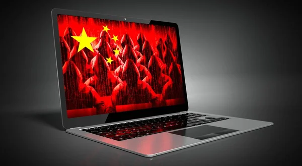 China Bandera Del País Los Hackers Pantalla Del Ordenador Portátil —  Fotos de Stock