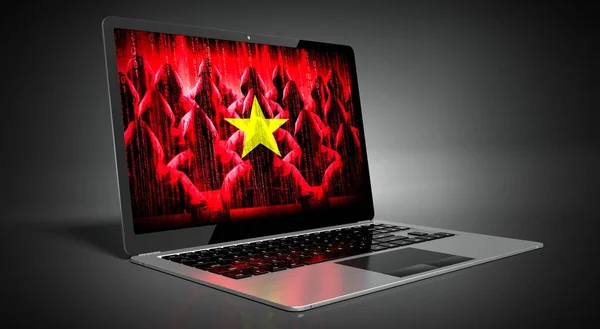 Vietnam Bandera Del País Los Hackers Pantalla Del Ordenador Portátil —  Fotos de Stock