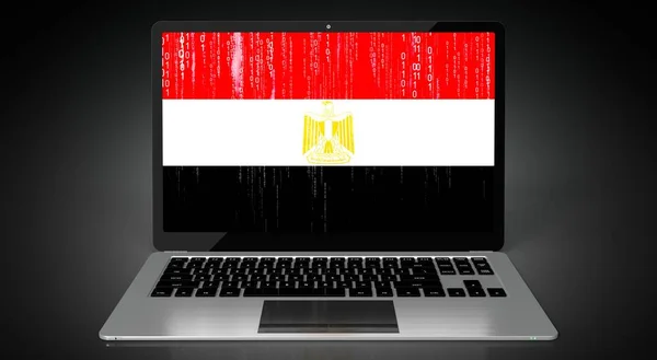 Egito Bandeira País Código Binário Tela Laptop Ilustração — Fotografia de Stock