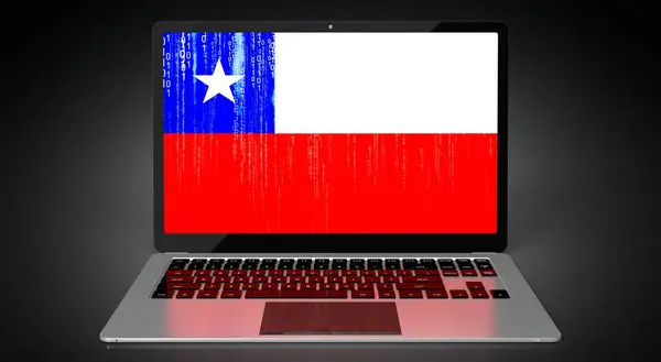 Chile Country Flag Binary Code Laptop Screen Illustration — Stock Photo, Image