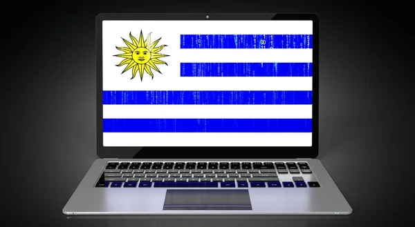 Уругвай Флаг Страны Двоичный Код Экране Ноутбука Иллюстрация — стоковое фото