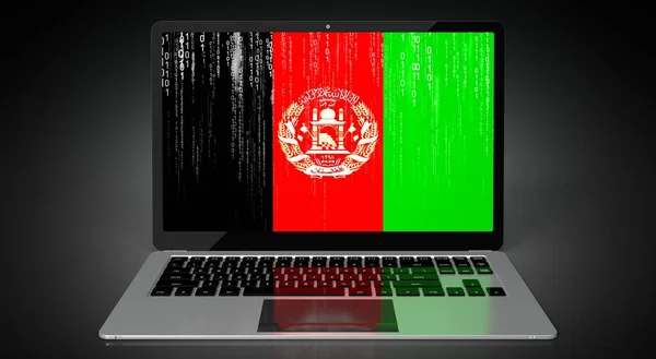 Afghanistan Landvlag Binaire Code Laptopscherm Illustratie — Stockfoto