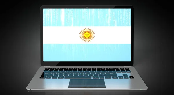 Аргентина Прапор Країни Двійковий Код Екрані Ноутбука Ілюстрація — стокове фото