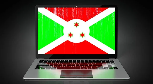 Burundi Land Flagga Och Binär Kod Bärbar Skärm Illustration — Stockfoto