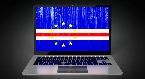 Cape Verde Country Flag Binary Code Laptop Screen Illustration — стокове фото