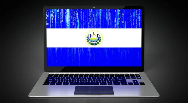 Salvador Country Flag Binary Code Laptop Screen Illustration — стокове фото