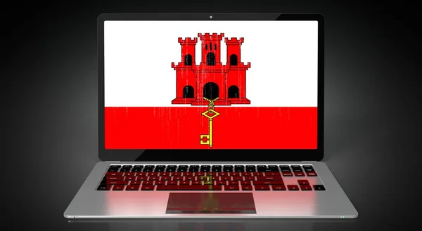 Gibraltar Bandeira País Código Binário Tela Laptop Ilustração — Fotografia de Stock