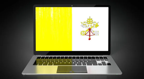 Vatican City Country Flag Binary Code Laptop Screen Illustration — стокове фото