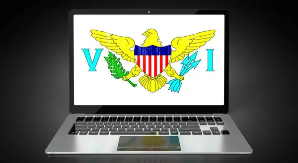 American Virgin Islands Country Flag Binary Code Laptop Screen Illustration — стокове фото