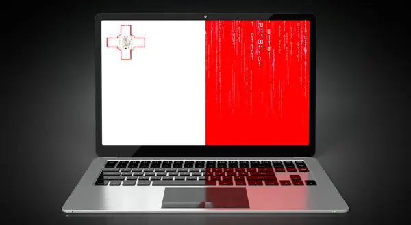 Malta Country Flag Binary Code Laptop Screen Illustration — Stock Photo, Image