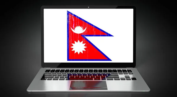 Непал Флаг Страны Двоичный Код Экране Ноутбука Иллюстрация — стоковое фото