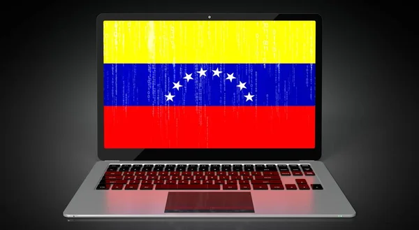 Venezuela Bandeira País Código Binário Tela Laptop Ilustração — Fotografia de Stock