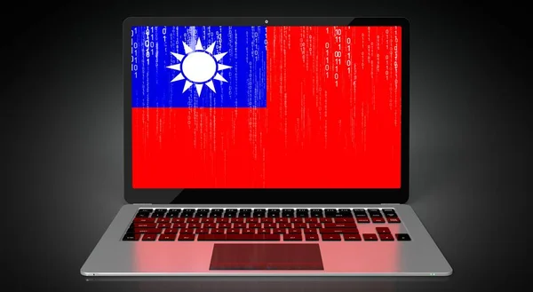 Taiwan Country Flag Binary Code Laptop Screen Illustration — Stock Photo, Image