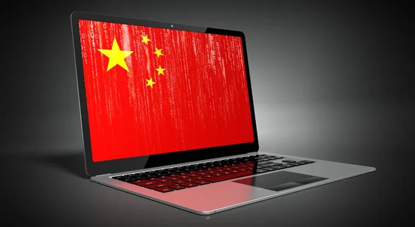 China Bandera Del País Código Binario Pantalla Del Ordenador Portátil —  Fotos de Stock