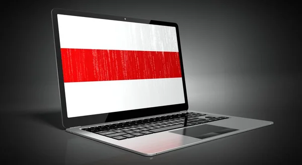 Bielorrússia Bandeira País Código Binário Tela Laptop Ilustração — Fotografia de Stock