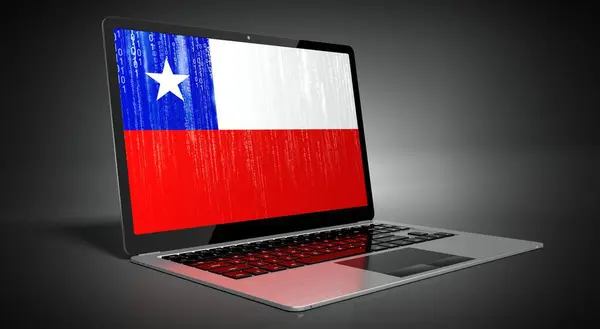 Chile Vlajka Země Binární Kód Notebooku Ilustrace — Stock fotografie