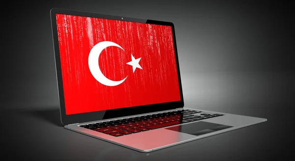 Турция Флаг Страны Двоичный Код Экране Ноутбука Иллюстрация — стоковое фото