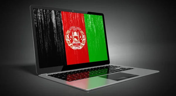 Afghanistan Landvlag Binaire Code Laptopscherm Illustratie — Stockfoto