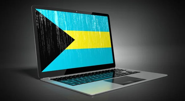 Bahamas Bandeira País Código Binário Tela Laptop Ilustração — Fotografia de Stock