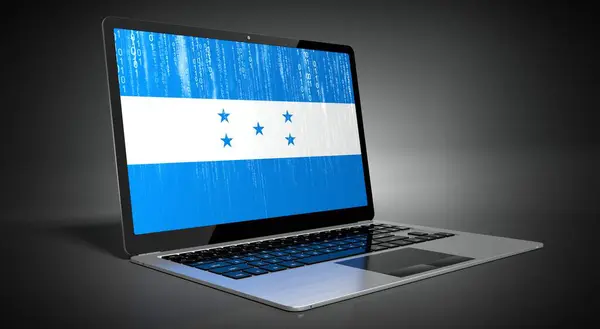 Гондурас Прапор Країни Двійковий Код Екрані Ноутбука Ілюстрація — стокове фото