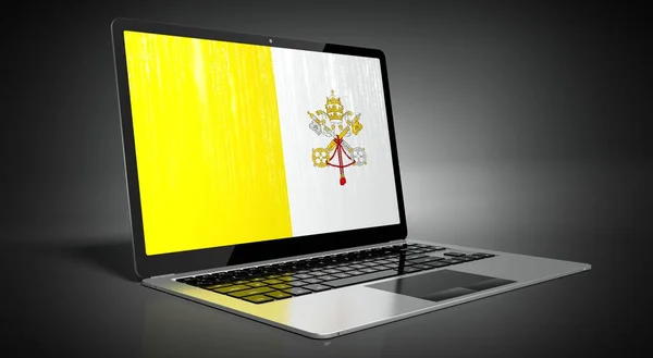 Vatican City Country Flag Binary Code Laptop Screen Illustration — стокове фото