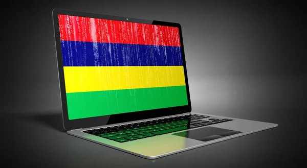 Maurice Country Flag Binary Code Laptop Screen Illustration — 스톡 사진
