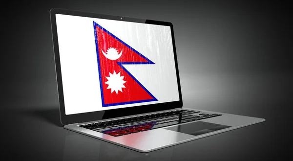 Непал Флаг Страны Двоичный Код Экране Ноутбука Иллюстрация — стоковое фото