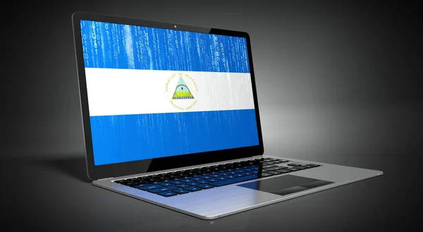 Державний Прапор Нікарагуа Подвійний Код Екрані Ноутбука Ілюстрація — стокове фото