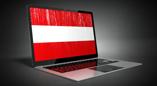 Austria Bandera Del País Código Binario Pantalla Del Ordenador Portátil —  Fotos de Stock
