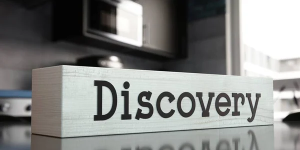 Discovery 木製ブロック上の単語 3Dイラスト — ストック写真