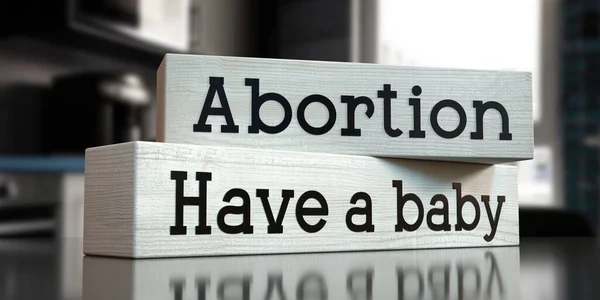 Ter Bebê Aborto Palavras Blocos Madeira Ilustração — Fotografia de Stock