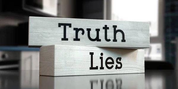 Wahrheit Lügen Worte Auf Holzklötzen Illustration — Stockfoto