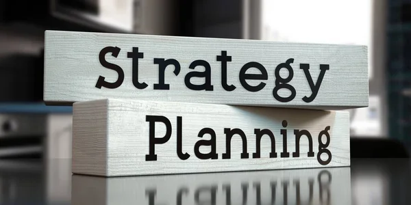 Strategy Planning Words Wooden Blocks Illustration — Stock Photo, Image