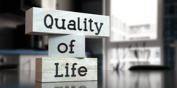 Quality Life Words Wooden Blocks Illustration — Stock Photo, Image