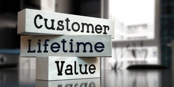 Customer Lifetime Value Words Wooden Blocks Illustration — Stock Photo, Image