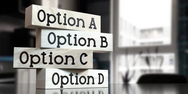 stock image Option A, B, C or D - words on wooden blocks - 3D illustration