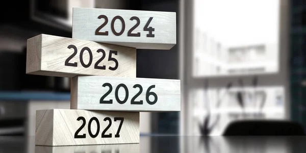 2024 2025 2026 2027 Λέξεις Ξύλινα Μπλοκ Εικονογράφηση — Φωτογραφία Αρχείου