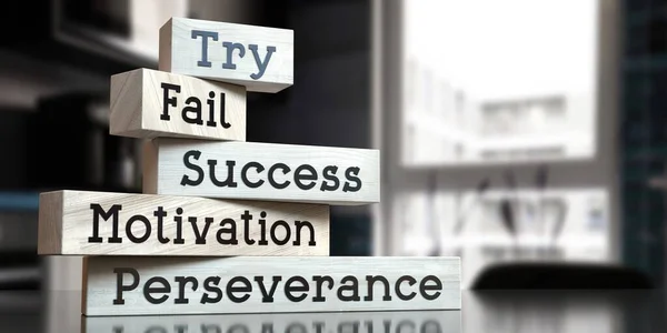Try Fail Success Movement Perseverance Слова Деревянных Блоках Иллюстрация — стоковое фото