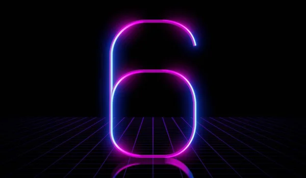 Ultraviolet Neon Nummer Zwarte Achtergrond Illustratie — Stockfoto