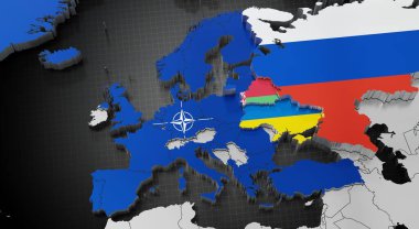 NATO 'nun Avrupa, Ukrayna, Rusya ve Belarus' taki üye ülkeleri - 3D illüstrasyon