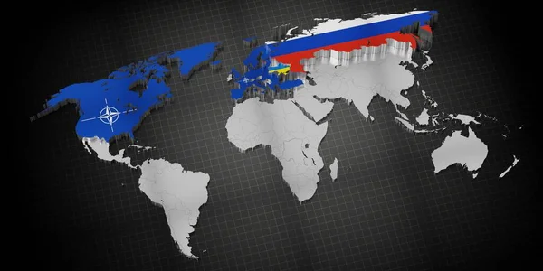 Країни Члени Нато Україна Росія Карта Прапори Ілюстрація — стокове фото