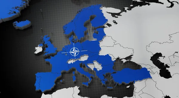 Nato Kraje Członkowskie Organizacji Traktatu Północnoatlantyckiego Europie Ilustracja — Zdjęcie stockowe