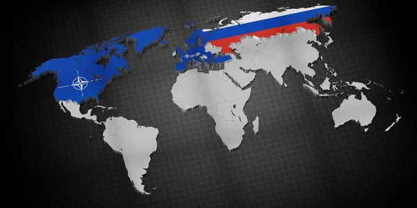 Alle Navo Lidstaten Rusland Wereldkaart Illustratie — Stockfoto