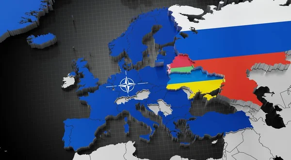 乌克兰 俄罗斯和白俄罗斯的北约成员国 3D说明 — 图库照片