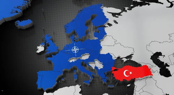 トゥクリエIn Nato 地図とフラグ 3Dイラスト — ストック写真
