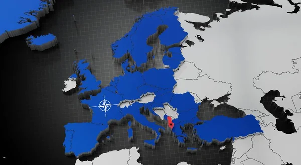 Nato 지도와 삽화에 나오는 알바니아 — 스톡 사진