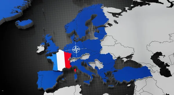 Nato 지도와 삽화에 나오는 프랑스 — 스톡 사진
